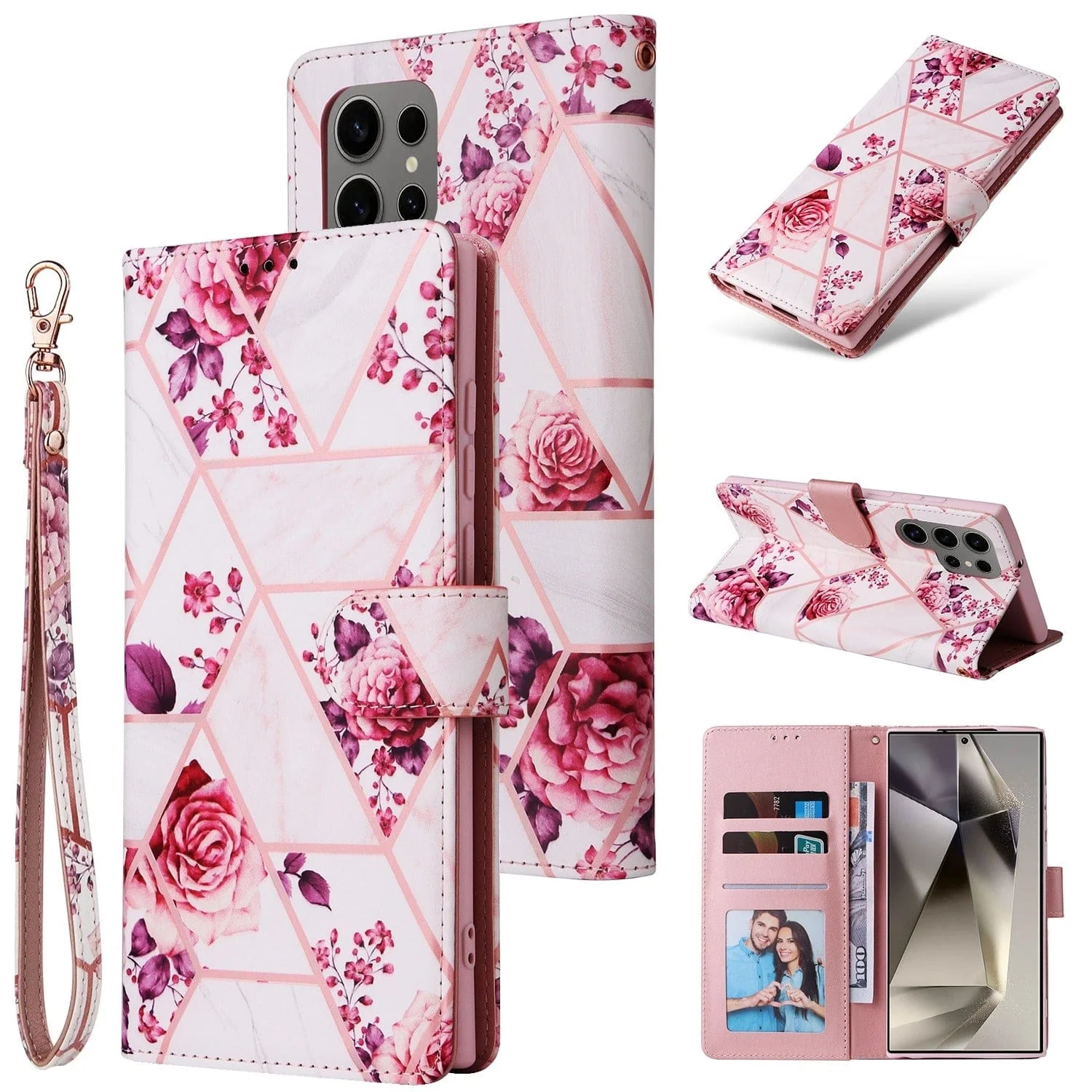 Samsung Galaxy S25 Ultra Marble Patterned Flip Wallet, Card Slots - Image 8
