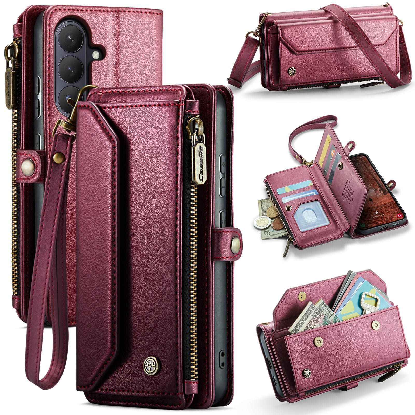 Samsung Galaxy S26+ 5G CaseMe C36 Wallet, Multi-Card Slots, Cash Pocket, Zipped Wallet