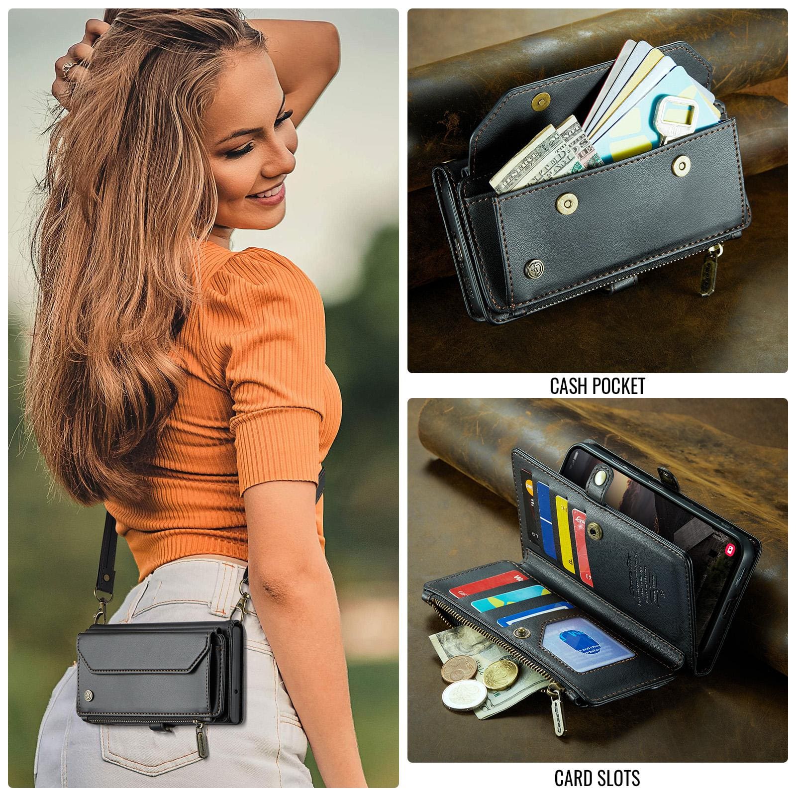 Samsung Galaxy S26+ 5G CaseMe C36 Wallet, Multi-Card Slots, Cash Pocket, Zipped Wallet - Image 2