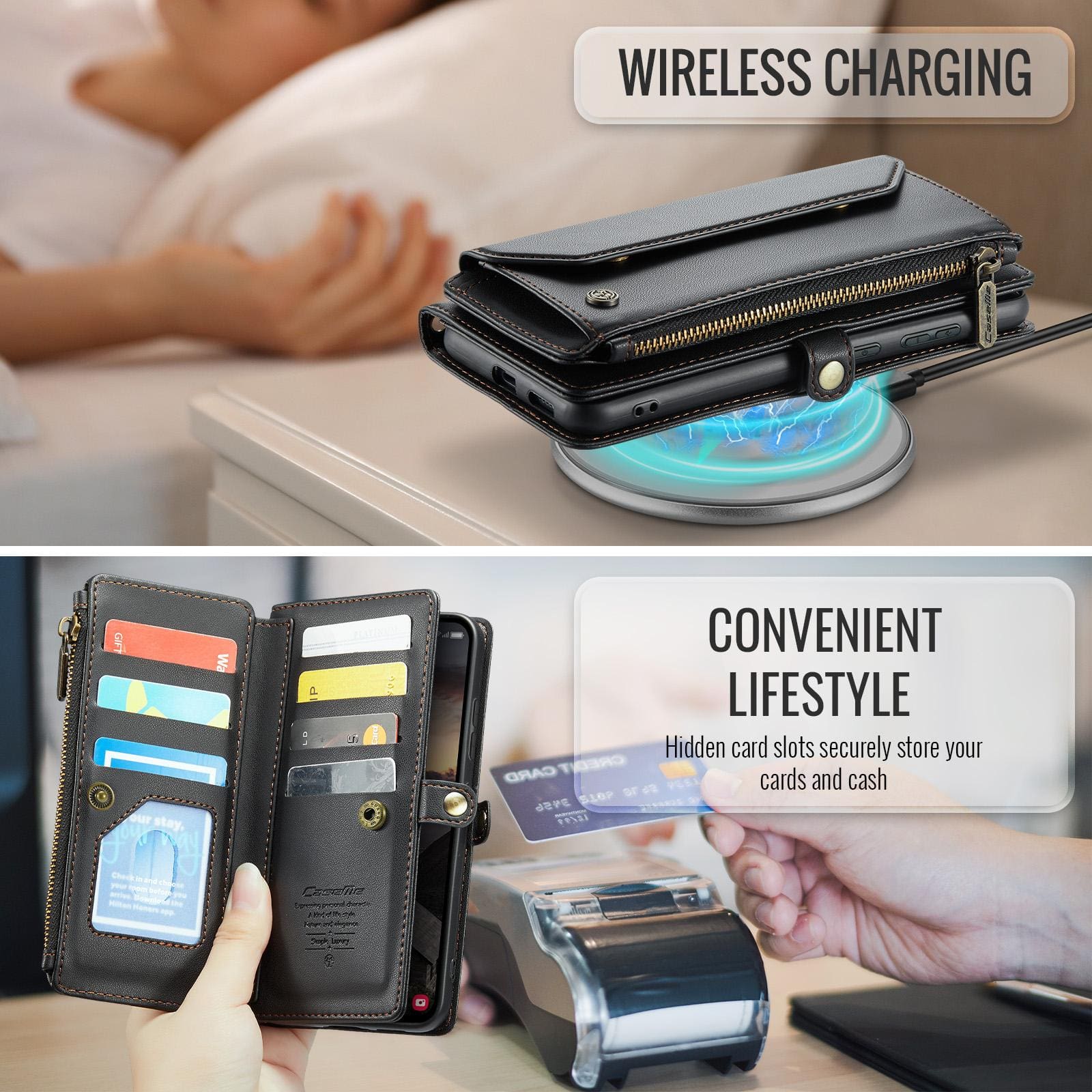 Samsung Galaxy S26+ 5G CaseMe C36 Wallet, Multi-Card Slots, Cash Pocket, Zipped Wallet - Image 4
