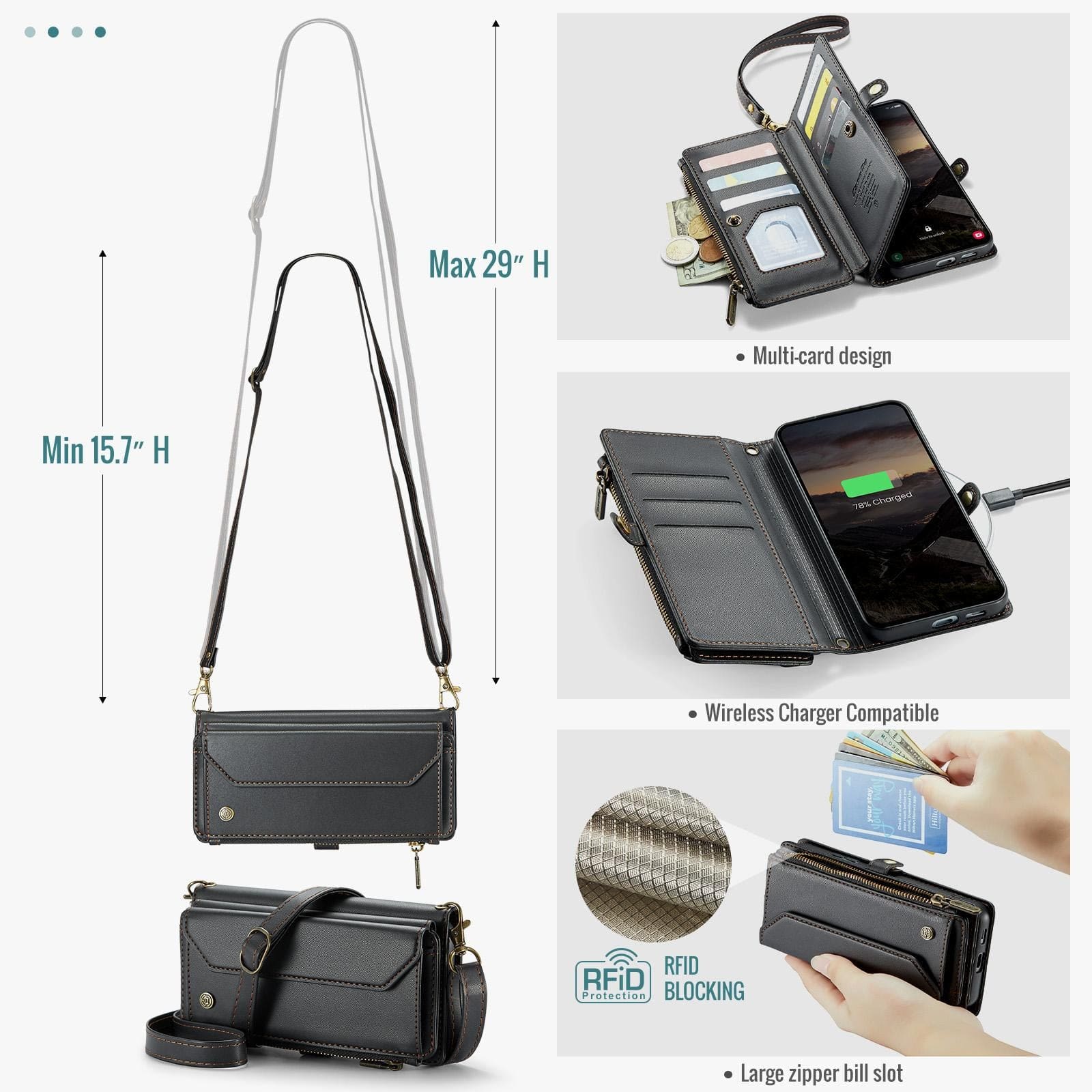 Samsung Galaxy S26+ 5G CaseMe C36 Wallet, Multi-Card Slots, Cash Pocket, Zipped Wallet - Image 7