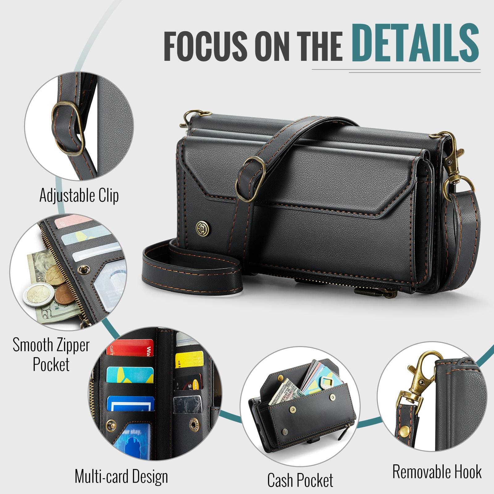 Samsung Galaxy S26+ 5G CaseMe C36 Wallet, Multi-Card Slots, Cash Pocket, Zipped Wallet - Image 8