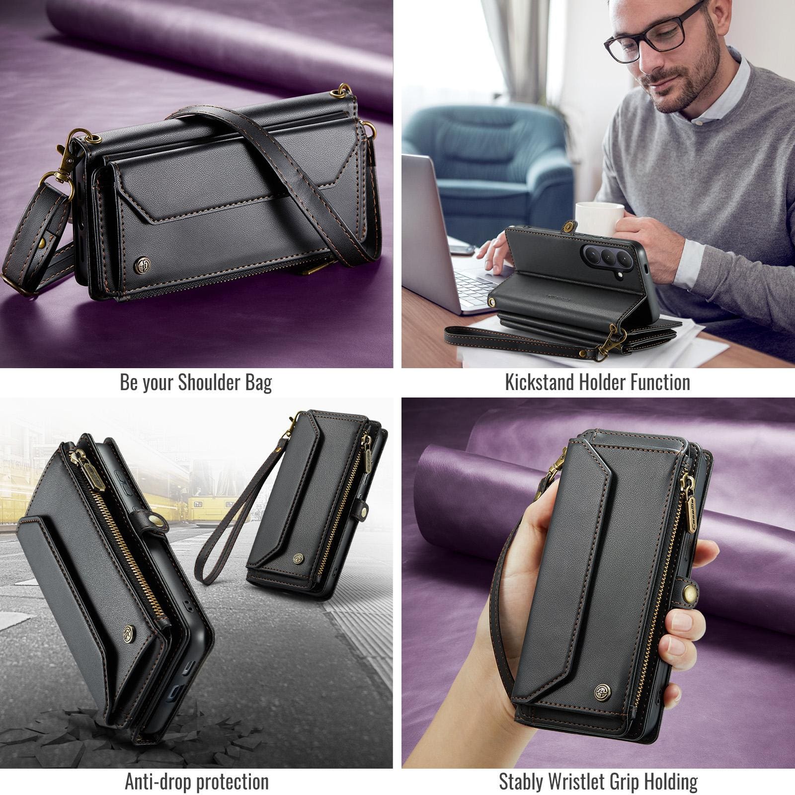 Samsung Galaxy S26+ 5G CaseMe C36 Wallet, Multi-Card Slots, Cash Pocket, Zipped Wallet - Image 9