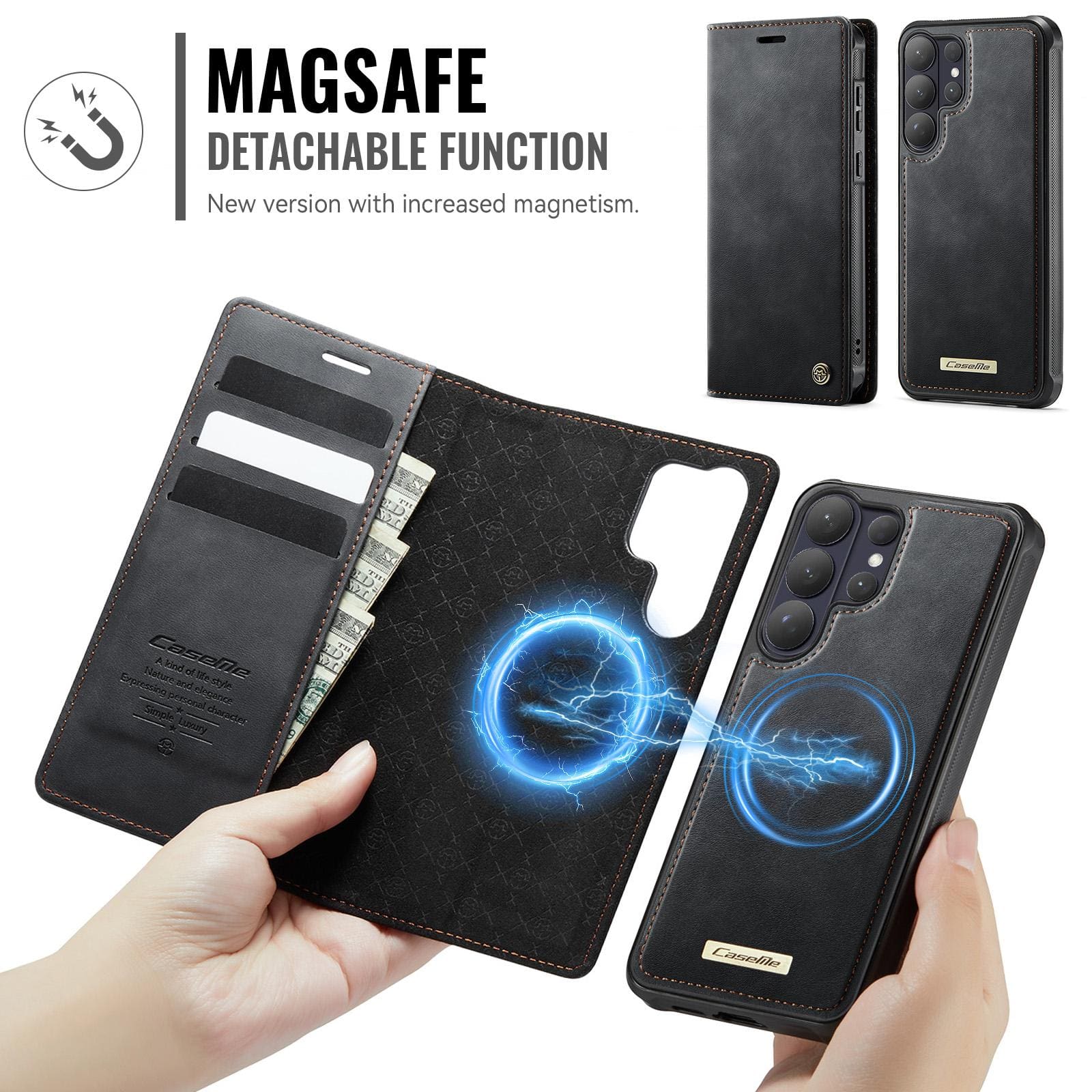 Samsung Galaxy S26 Ultra CaseMe C49 Detachable Flip Cover, RFID Protection, Card Holder - Image 2