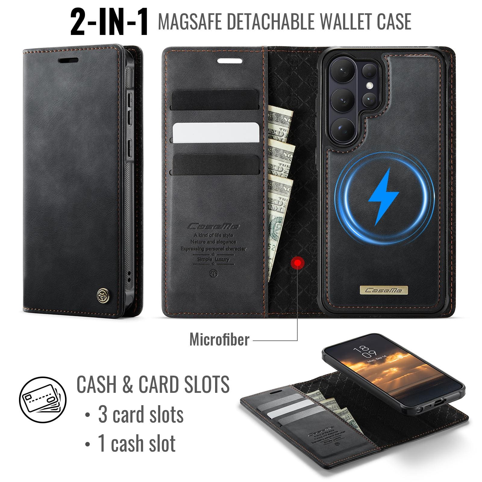 Samsung Galaxy S26 Ultra CaseMe C49 Detachable Flip Cover, RFID Protection, Card Holder - Image 8