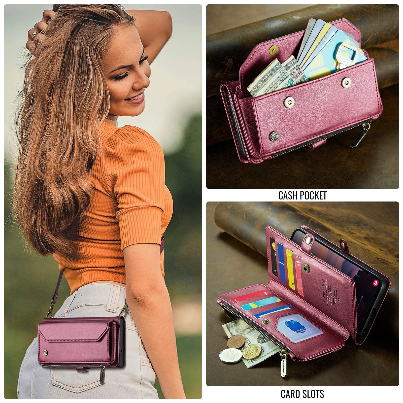 Samsung Galaxy S26 ULTRA CaseMe C36 Wallet, Multi-Card Slots, Cash Pocket, Zipped Wallet - Image 2