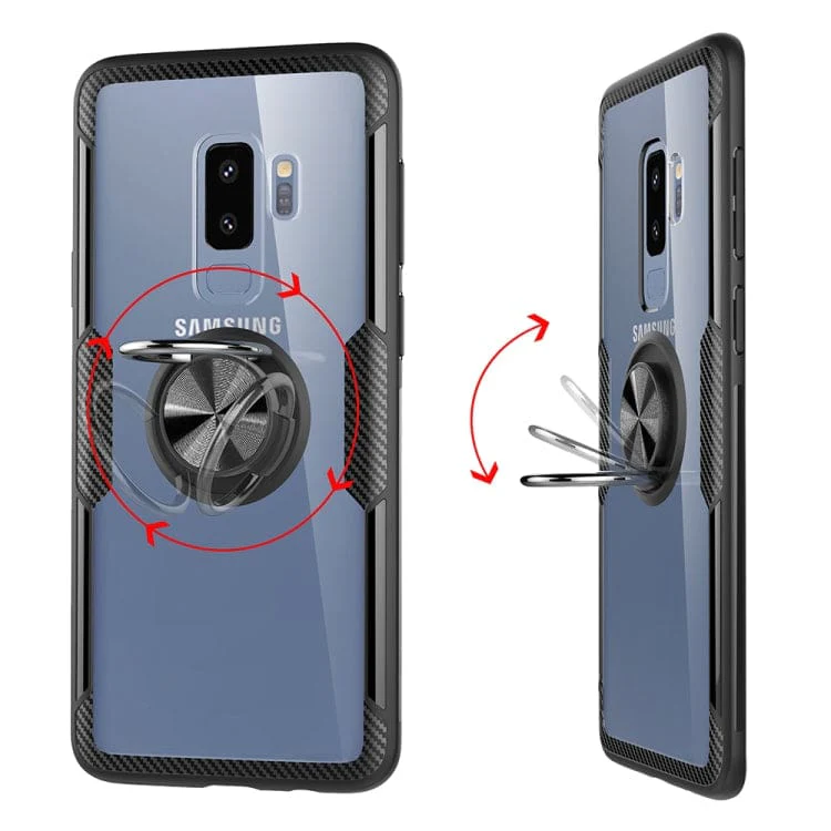 Samsung Galaxy S9+ Acrylic Clear Rear Cover with Ring Grip, Stand - Image 2