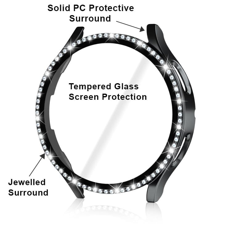 Samsung Galaxy Watch4 / Watch5 44mm Watch Case Protective Cover and Glass Screen Protection, Jewel Surround - Image 2