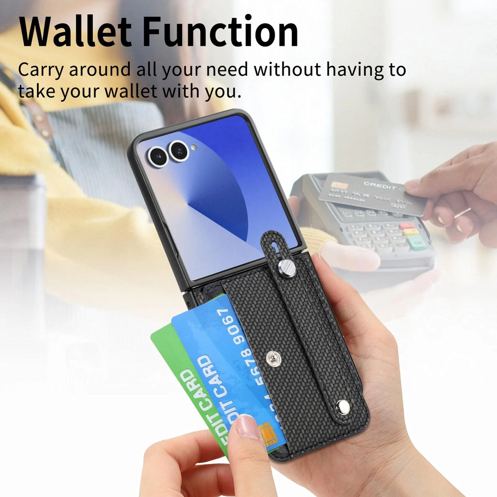 Samsung Galaxy Z Flip 7 Carbon Weave Card Wallet Cover - Image 5