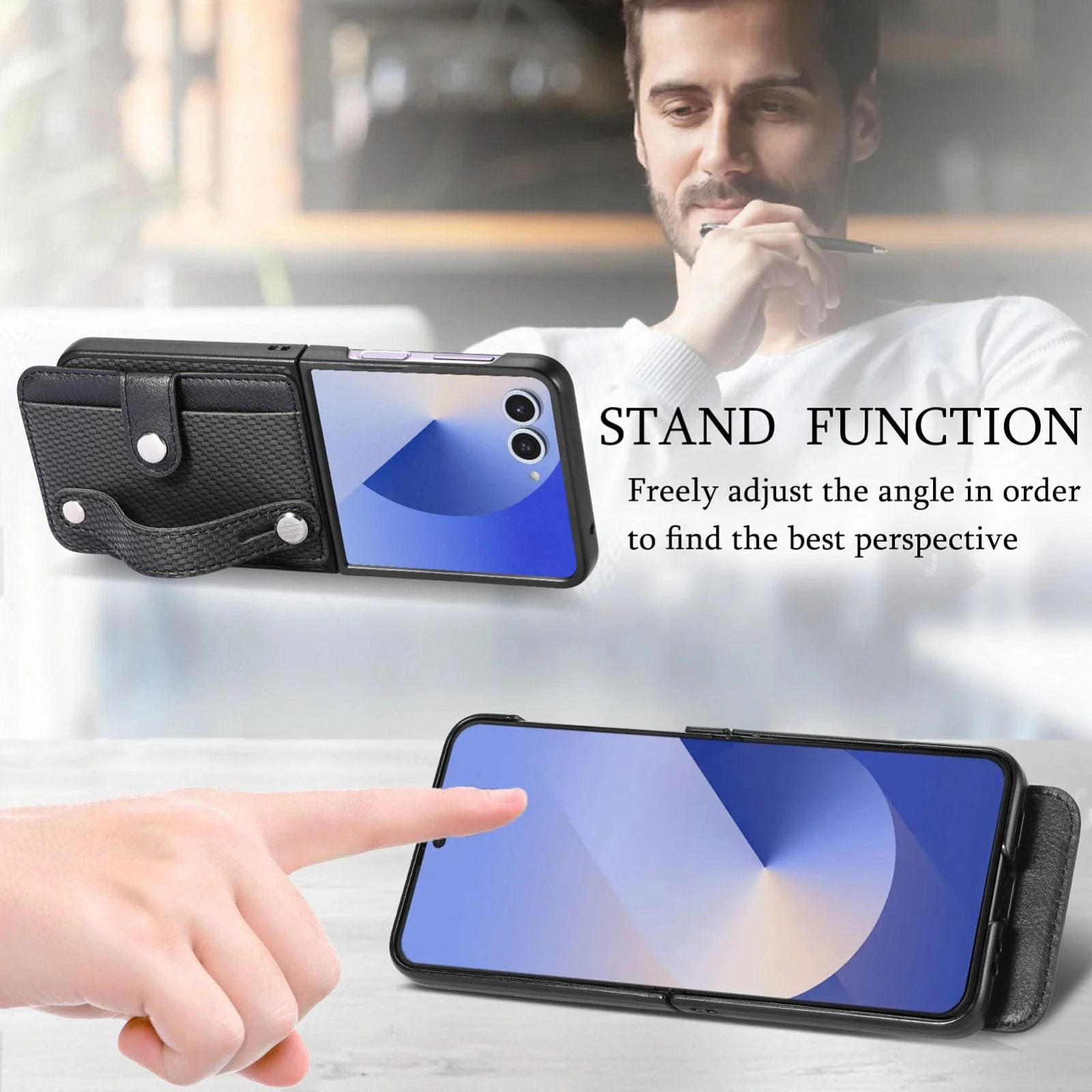 Samsung Galaxy Z Flip 7 Carbon Weave Card Wallet Cover - Image 6
