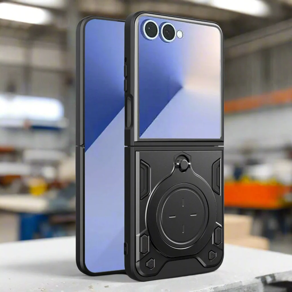 Samsung Galaxy Z Flip 7 Shockproof Rugged Rotating Ring Protective Cover - Image 9