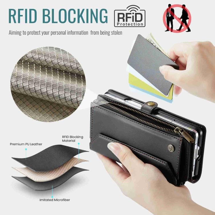 Samsung Galaxy Z Fold 3 CaseMe C36 Wallet, 7 Card Slots, Cash Pocket, Zipped Coin Wallet - Image 7