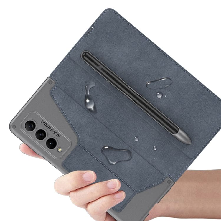 Samsung Galaxy Z Fold 4 5G GKK Leather Armor Cover, Removable Pen Holder, Card Slots - Image 4