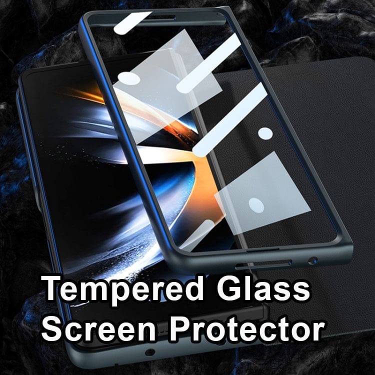 Samsung Galaxy Z Fold 4 5G GKK Pen Holder Cover, Glass Screen Protector, Card Slots - Image 2