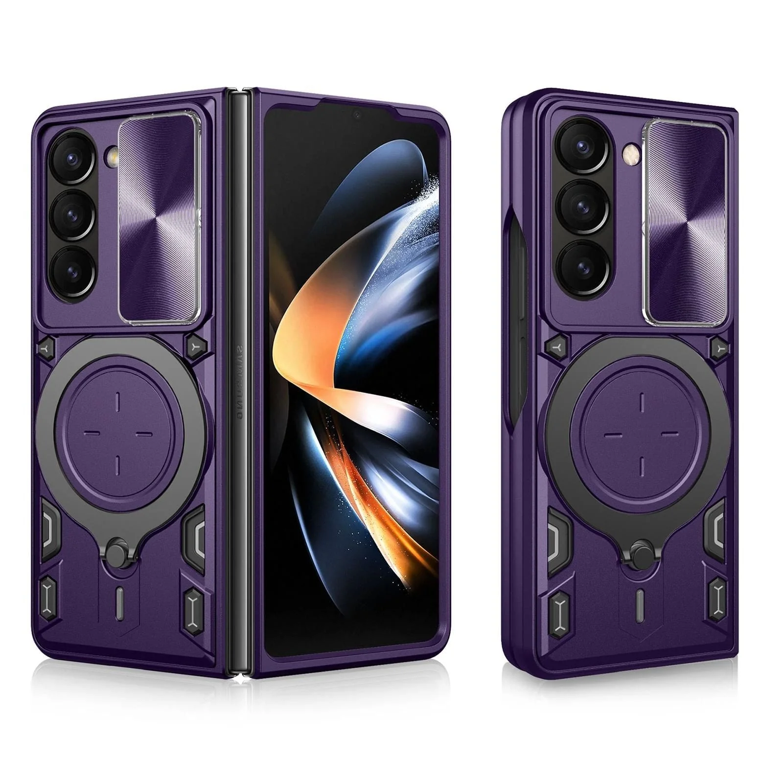 Samsung Galaxy Z Fold 7 Sliding Camera Cover Protective Case with Ring/Stand