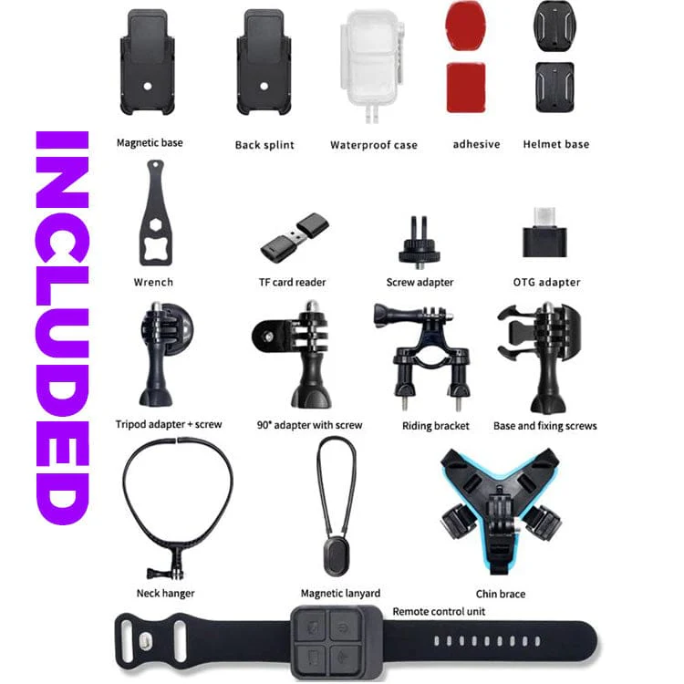Saw1 Pro 4K Wi-Fi Dual Touch Screen Action Cam, 6xGyro Stabilization, Sony Lens, Waterproof Case, Mount Kit - Image 10