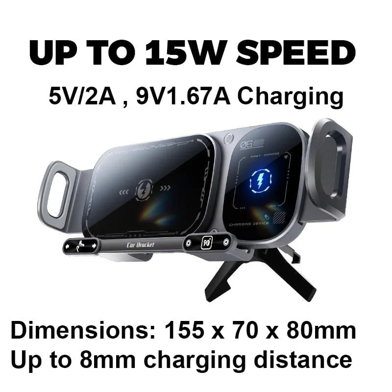 SD01 15W Car Wireless Rotating Charger, Auto-Clamping/Rotating, Vent Mount, Capacitor - Image 6