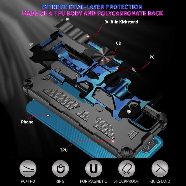Samsung Galaxy A22 4G / M32 8.4mm Shockproof Camo Folding Stand Rugged Cover - Image 7