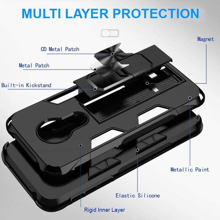 Motorola Moto G7 Power Shockproof Protective Case with Metal Patch / Stand - Image 4