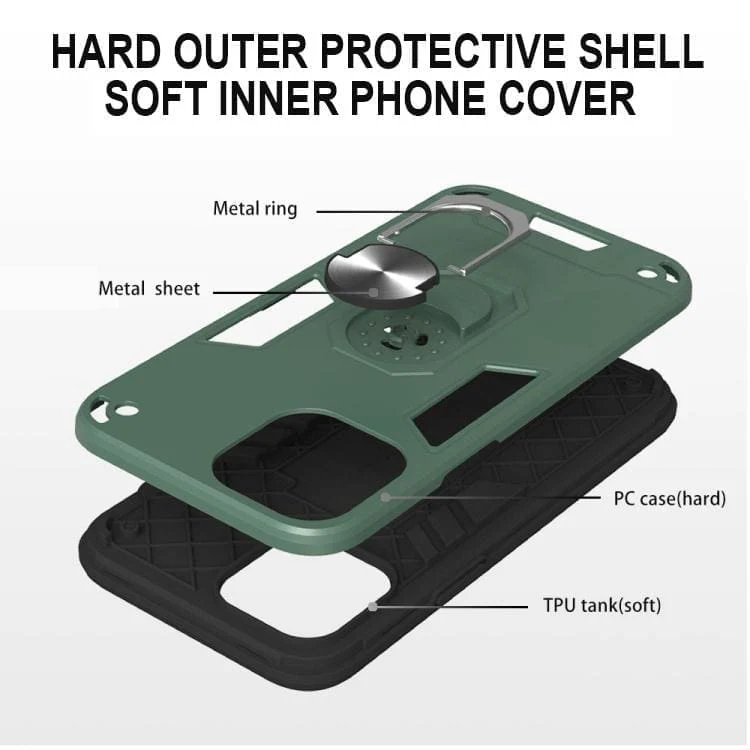 Apple iPhone 11 Pro Max Shockproof Case with Metal Ring/Stand - Image 3
