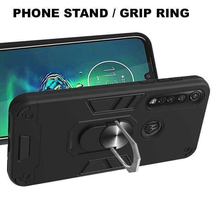 Motorola Moto G8 Plus Shockproof Case with Metal Ring/Stand - Image 3