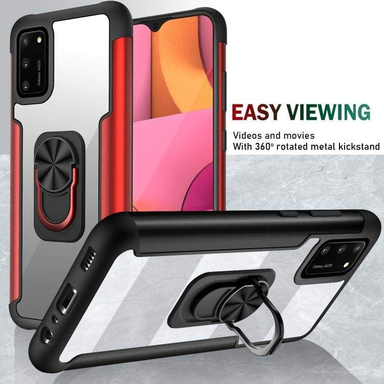 Samsung Galaxy A02S Shockproof Cover, Transparent Back with Ring/Stand - Image 2