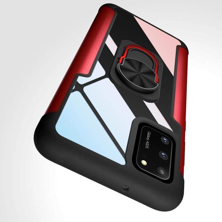 Samsung Galaxy A02S Shockproof Cover, Transparent Back with Ring/Stand - Image 6