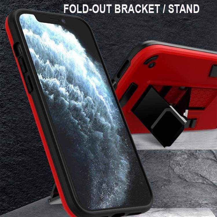 Apple iPhone 11 Pro Max Shockproof Rugged Protective Cover with Metal Patch / Fold Out Stand - Image 4