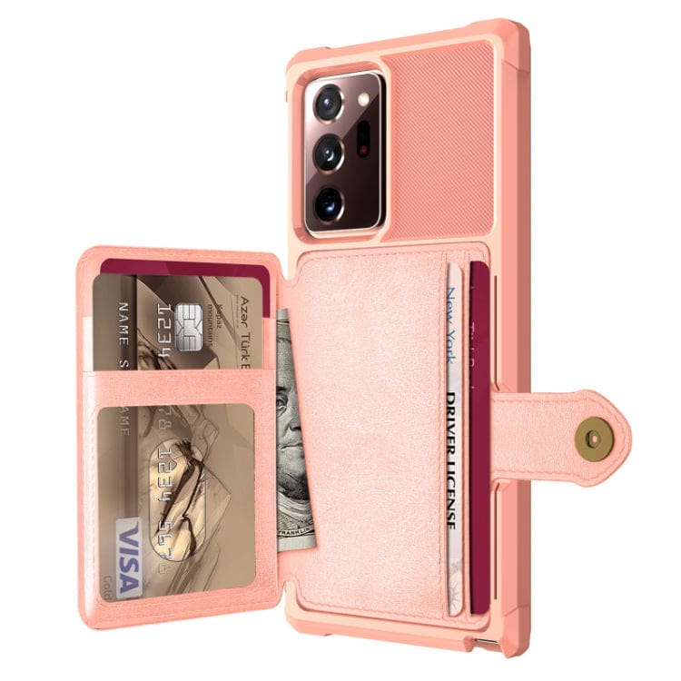 Samsung Galaxy Note 20 Ultra Raised Bezel Cover with Wallet Card Holder/Stand, Dome Clasp