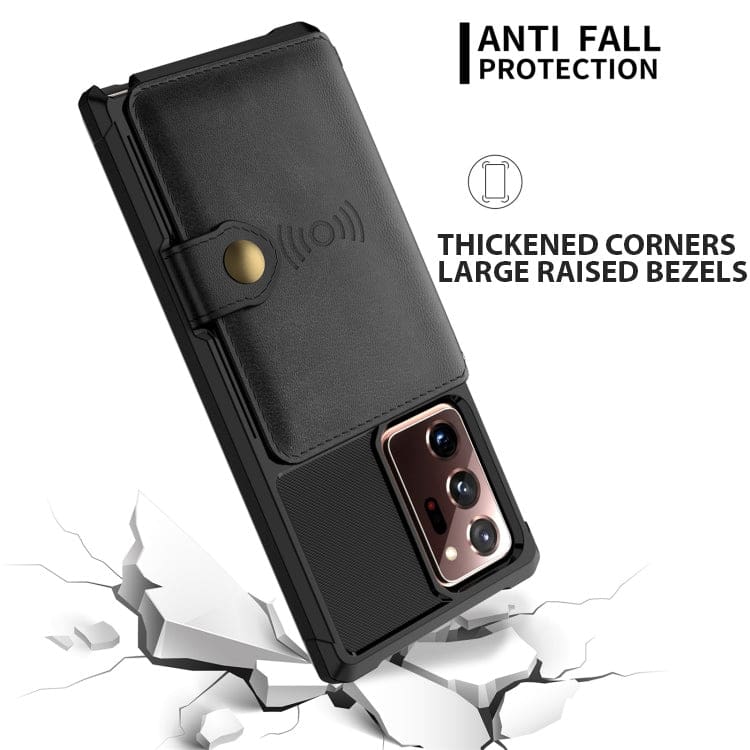 Samsung Galaxy Note 20 Ultra Raised Bezel Cover with Wallet Card Holder/Stand, Dome Clasp - Image 3