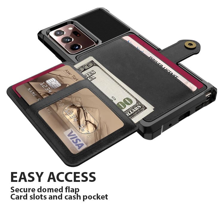 Samsung Galaxy Note 20 Ultra Raised Bezel Cover with Wallet Card Holder/Stand, Dome Clasp - Image 4