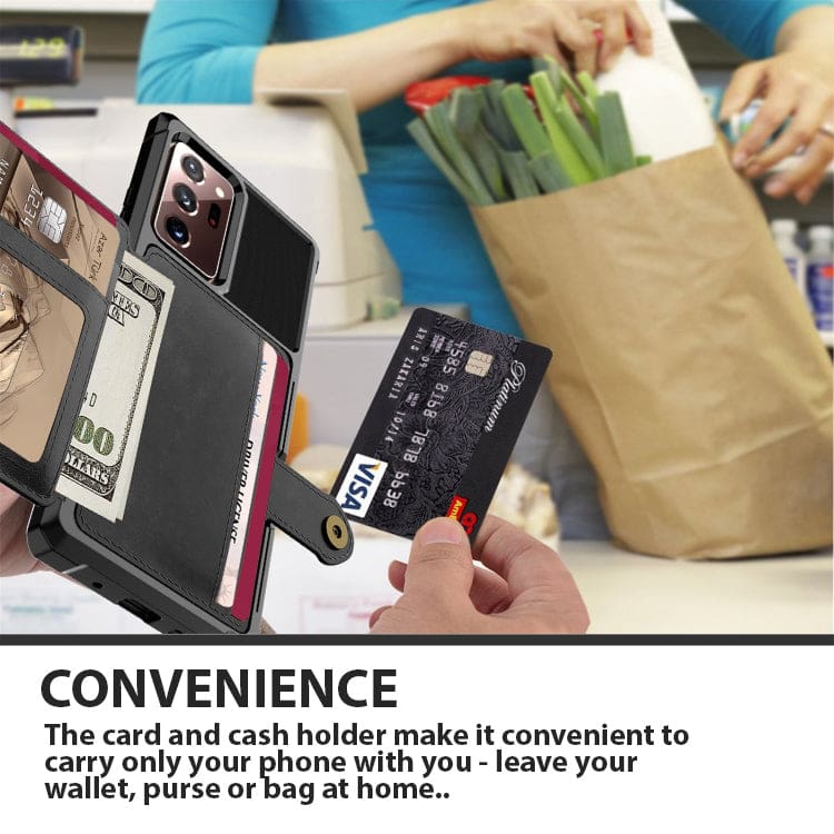 Samsung Galaxy Note 20 Ultra Raised Bezel Cover with Wallet Card Holder/Stand, Dome Clasp - Image 5