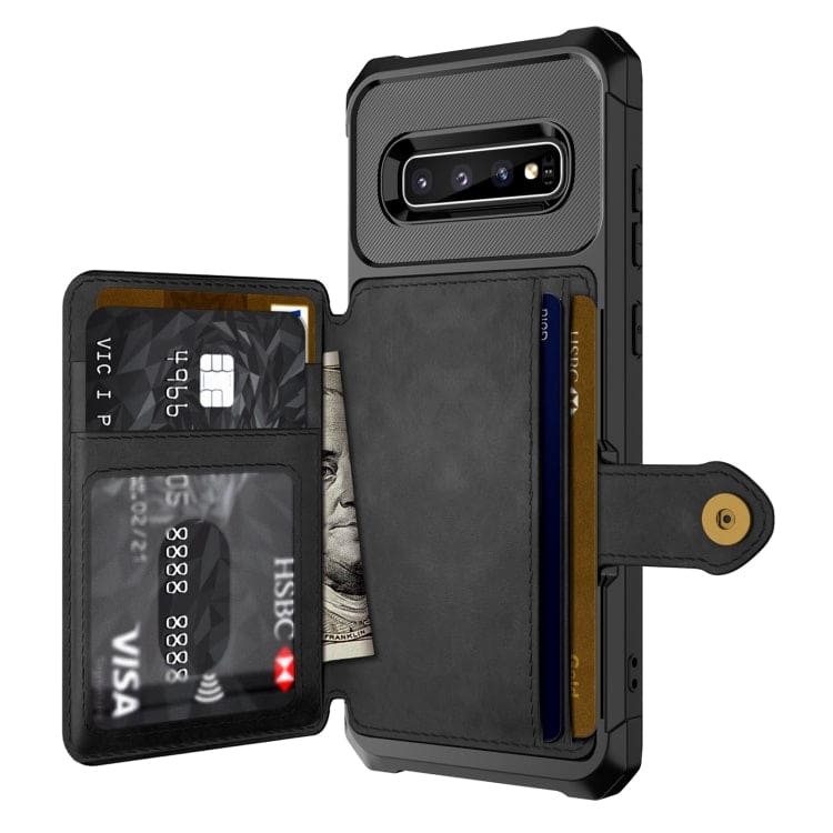 Samsung Galaxy S10+ Raised Bezel Cover with Wallet Card Holder/Stand, Dome Clasp for Samsung Galaxy S10+ - Image 2