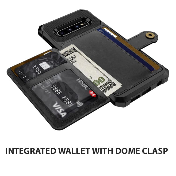 Samsung Galaxy S10+ Raised Bezel Cover with Wallet Card Holder/Stand, Dome Clasp for Samsung Galaxy S10+ - Image 3