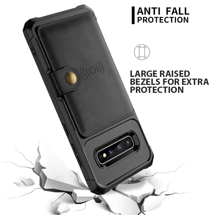 Samsung Galaxy S10+ Raised Bezel Cover with Wallet Card Holder/Stand, Dome Clasp for Samsung Galaxy S10+ - Image 4
