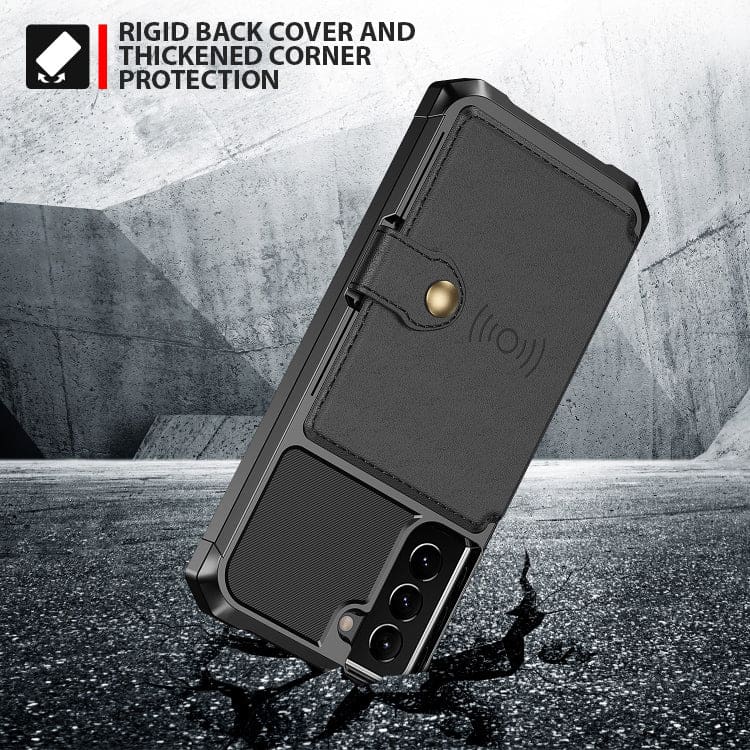 Samsung Galaxy S21 5G Raised Bezel Cover with Wallet Card Holder/Stand, Dome Clasp - Image 4