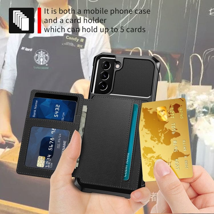Samsung Galaxy S21 5G Raised Bezel Cover with Wallet Card Holder/Stand, Dome Clasp - Image 5