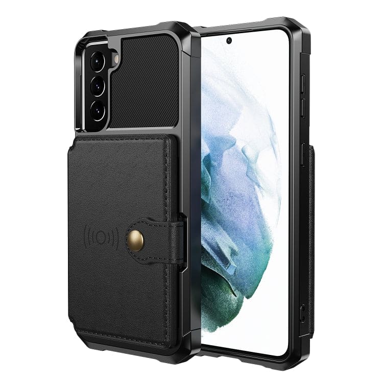 Samsung Galaxy S21 5G Raised Bezel Cover with Wallet Card Holder/Stand, Dome Clasp - Image 7