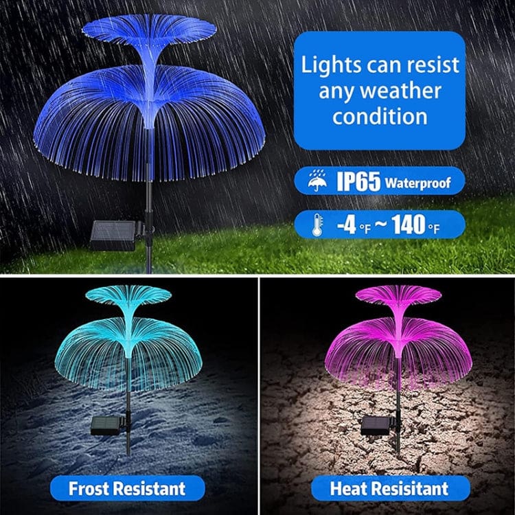 [2 PACK] Solar Powered Fiber Optic Dual Layer Jellyfish Multi-colour Garden Light - Image 4