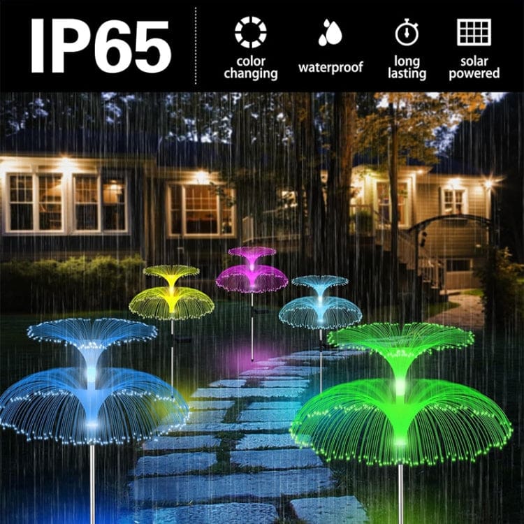 [2 PACK] Solar Powered Fiber Optic Dual Layer Jellyfish Multi-colour Garden Light - Image 5