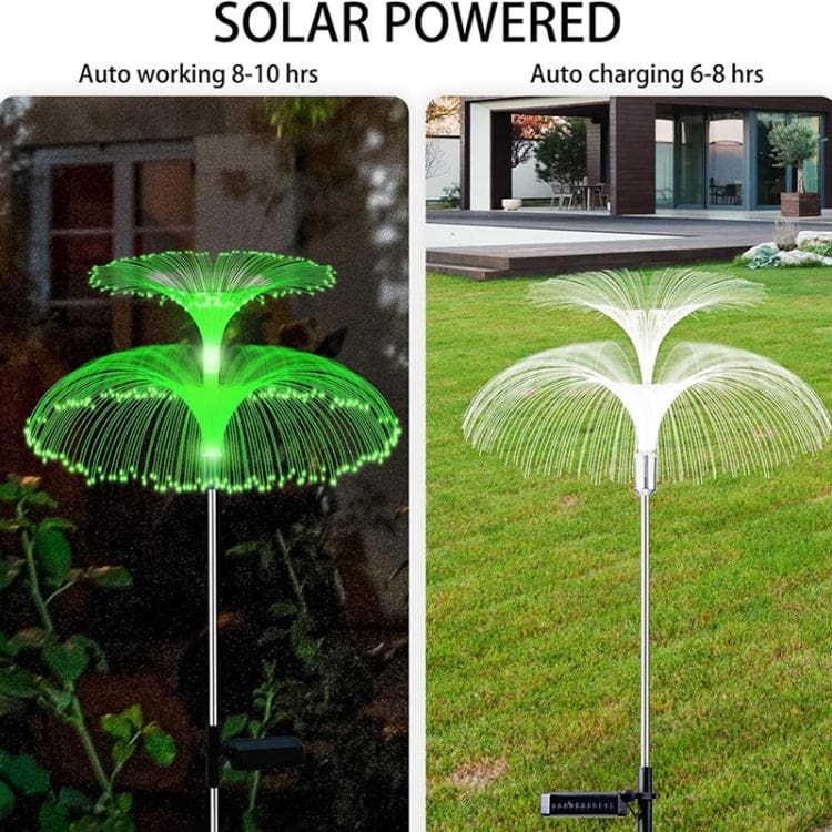 [2 PACK] Solar Powered Fiber Optic Dual Layer Jellyfish Multi-colour Garden Light - Image 6