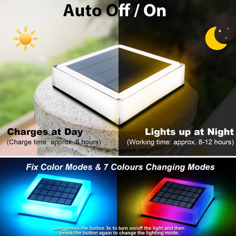 Solar Powered Post Light, 7 Colour Choice - Image 3