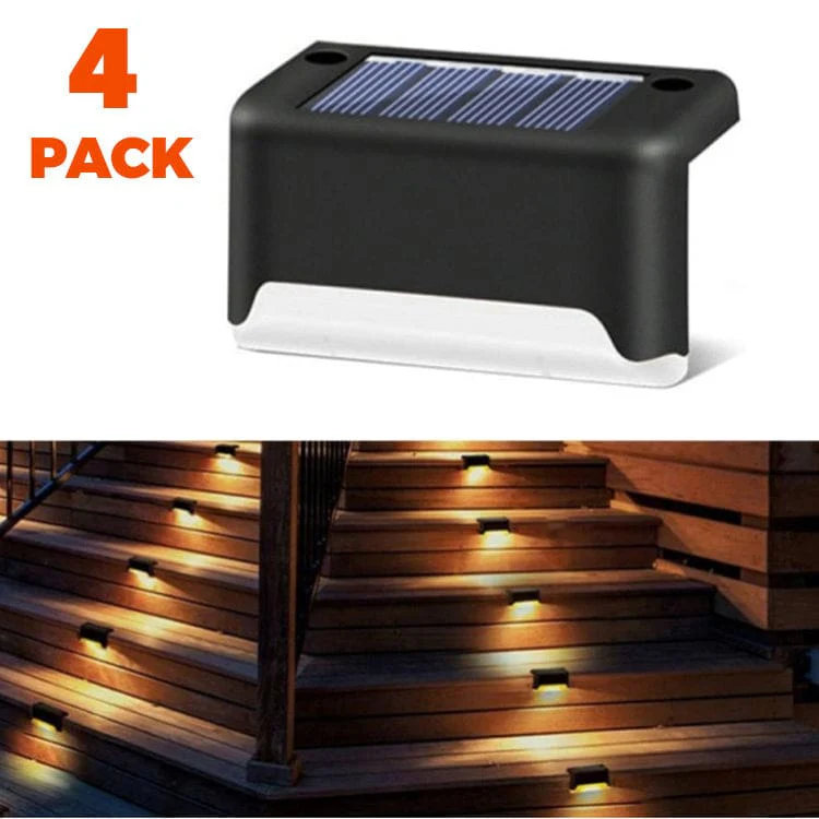 Solar Powered Stair, Step or Railing Lighting. 4 Pack