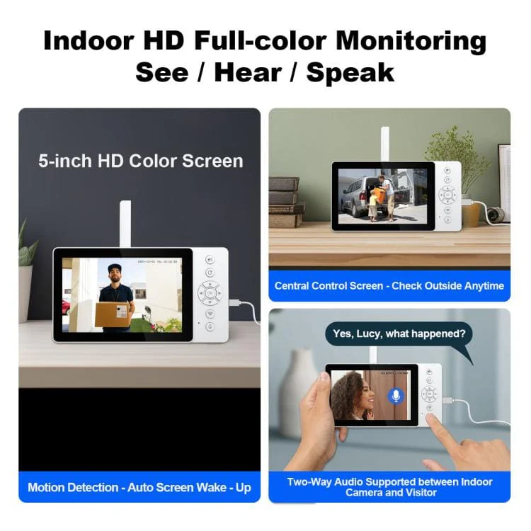 Srihome 4MP Wireless Doorbell Camera | Smart Intercom Kit with Indoor Screen & Phone App Control - Image 3