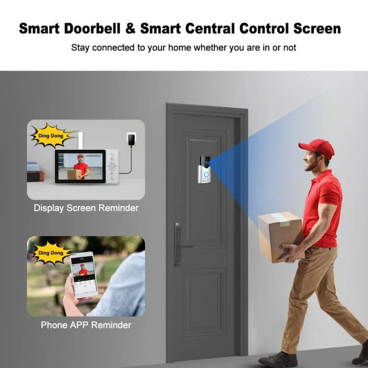 Srihome 4MP Wireless Doorbell Camera | Smart Intercom Kit with Indoor Screen & Phone App Control - Image 4