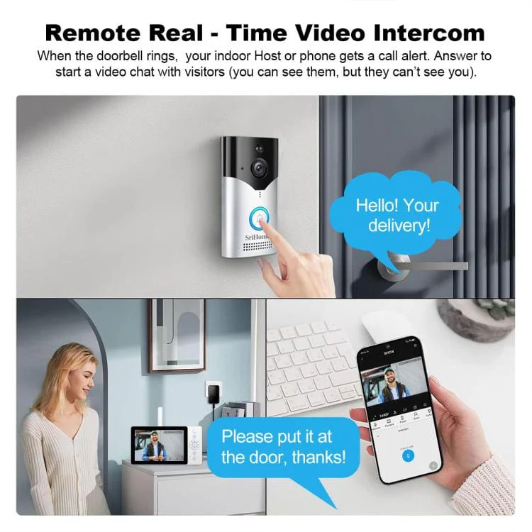Srihome 4MP Wireless Doorbell Camera | Smart Intercom Kit with Indoor Screen & Phone App Control - Image 5