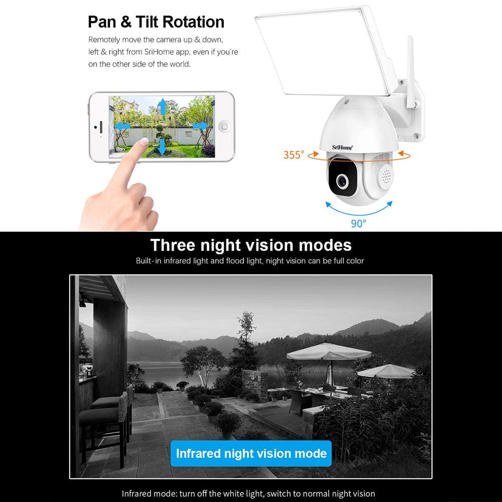 SriHome SH039 5MP Floodlight Panel Wi-Fi Smart Security Camera, 2.4G+5G Wi-Fi - Image 4