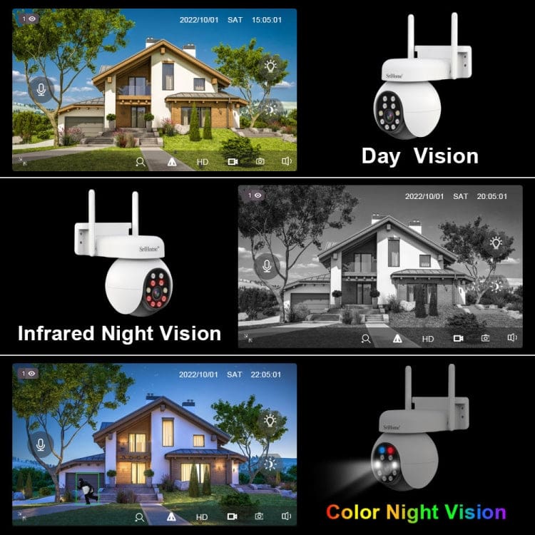 SriHome SH052 5MP Wi-Fi Security Camera with Spotlights, IR Nightvision, 2-Way Audio - Image 3