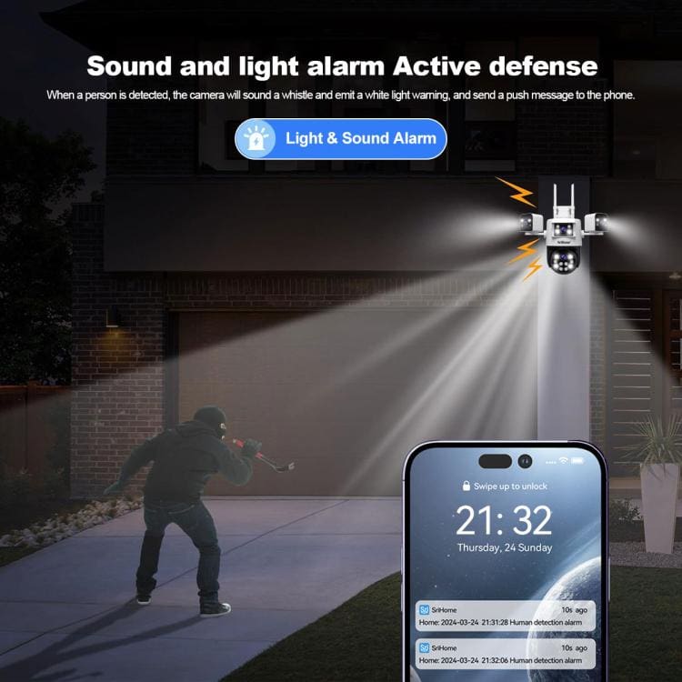 SriHome SH066 4-In-1 Quad Lens Wi-Fi Smart Security Camera - Image 6