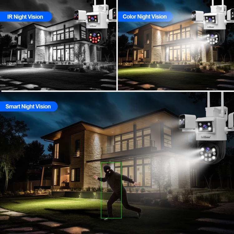 SriHome SH066 4-In-1 Quad Lens Wi-Fi Smart Security Camera - Image 8